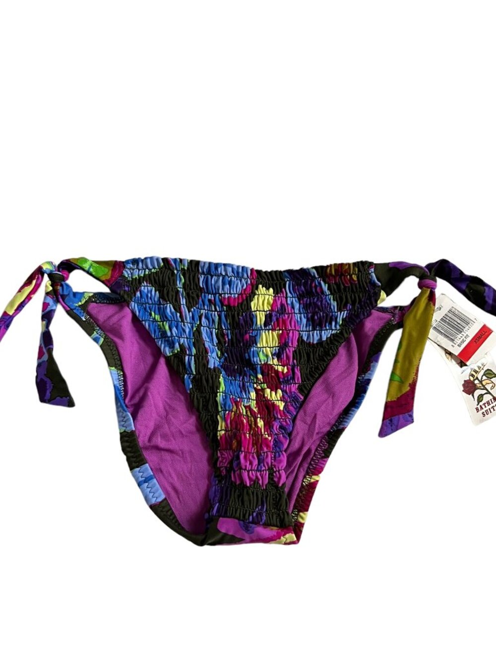 Lucky Brand bikini swimsuit bottoms dark olive green purple XS side tie swim